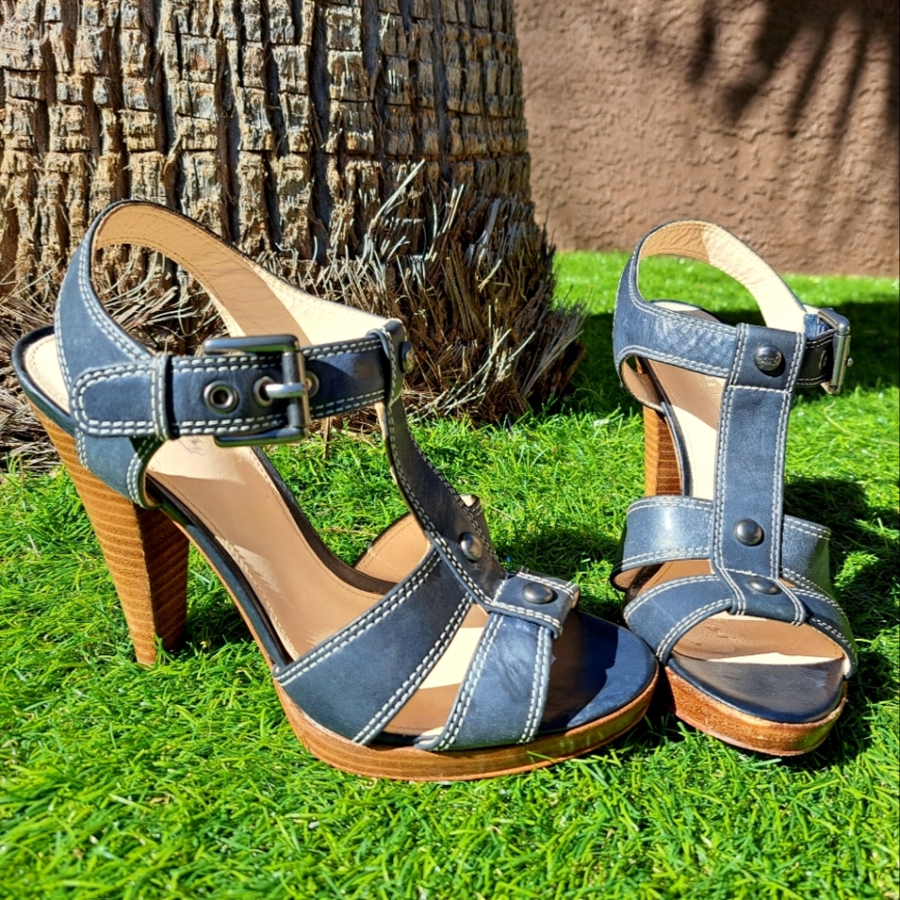 Coach Navy Blue High Heeled Sandles 7